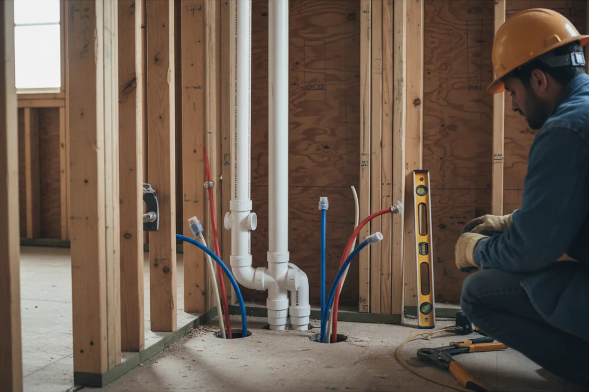 Drain and supply rough-in during Leak Detection in Gramercy