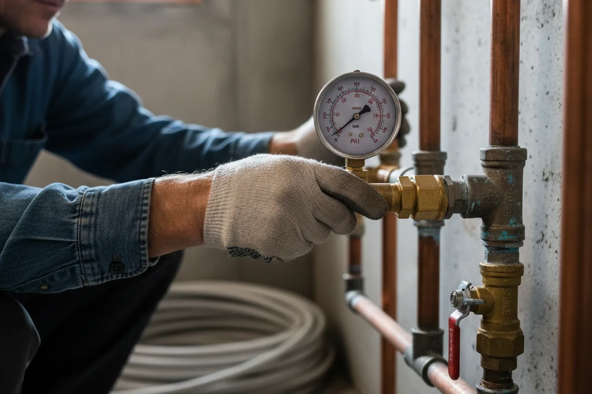 Pressure testing a repaired line during Water Line Repair in Gramercy